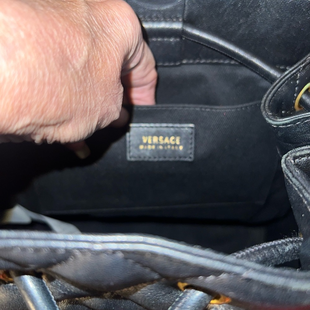 Versace Black Quilted Medusa Backpack/Bag with Gold hardware - Picture 9 of 11
